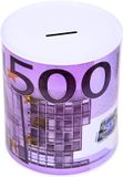 Concorde Spaarpot geld thema - 500 euro - paars - bankbiljetten - D13 x 15 cm