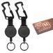 MNGARISTA 2 stuks intrekbare sleutelhanger, multitool karabijnhaak badgehouder, 226 ml terugtrekking, zware badgehaspel, stalen kabel, zwart