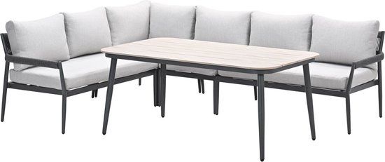 Garden Impressions Barcelona lounge-diningset - 5-delig - carbon black - dark grey - valley sand