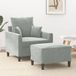vidaXL Fauteuil met voetenbank fluweel lichtgrijs