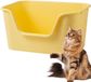 Ibenzoa® Robuuste en Stabiele Kattenbak met Hoge Wanden en Lage Ingang, 100% Lekvrij, Spritsave, Kattenbak, Gele Kattenbak