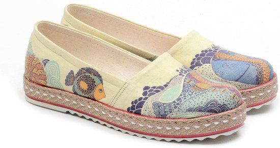 GOBY Fish Ballerinas - White & Blue - Size 43