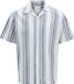 JACK&JONES JPRCCSUMMER STRIPE RESORT S/S SHIRT SN Heren Overhemd Korte Mouw Katoen Linnen Blauw Gestreept Loose Fit Knopen Strand Lente/Zomer 2025