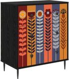 vidaXL Ladekast ESSEN Zonnebloemprint 66 x 36,5 x 76 cm Bewerkt hout
