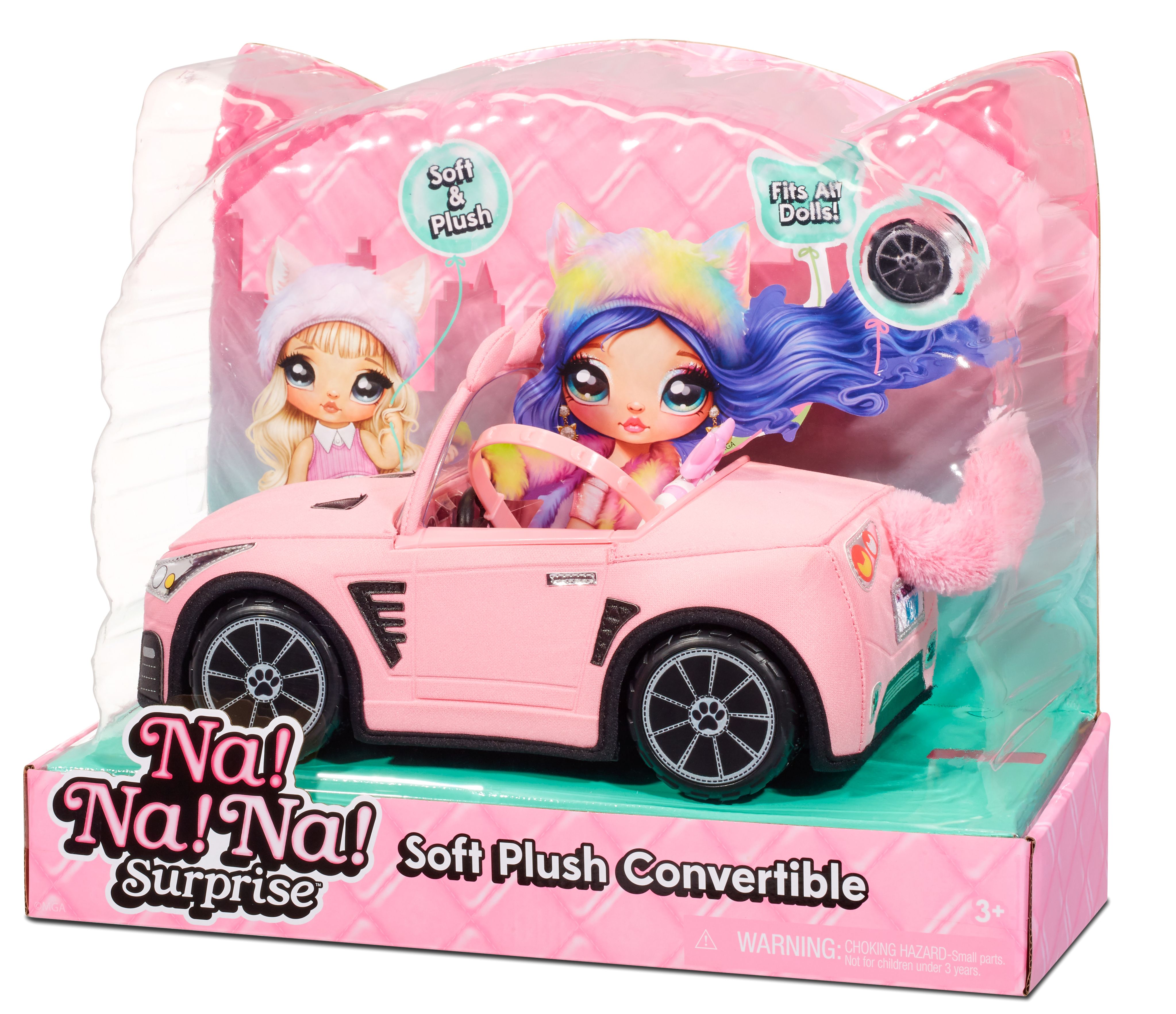 Na! Na! Na! Surprise Soft Plush Convertible Poppenauto - Roze