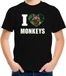 Bellatio Decorations I love monkeys t-shirt met dieren foto van een Orang oetan aap zwart voor kinderen - cadeau shirt apen liefhebber - kinderkleding / kleding 110/116