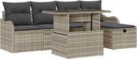 vidaXL Tuinbank Set Lichtgrijs Polyrattan