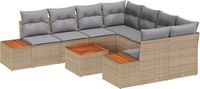 vidaXL Tuinbank Set 9-delig Beige Polyrotan