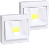 Gerimport Kastlamp - 2x - schakelaar - LED lampen - wit - 8.7 x 8.7 cm