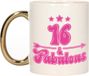 Bellatio Decorations Verjaardag cadeau mok 16 jaar - gouden handvat - geweldig - 300 ml - keramiek