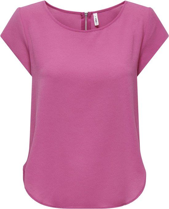ONLY ONLVIC S/S SOLID TOP NOOS PTM Women's Top - Size 34 - Raspberry Rose