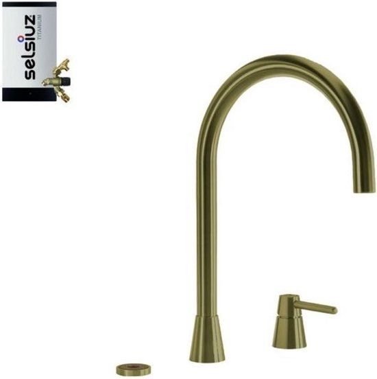 Selsiuz kranen Selsiuz Osiris Cone Counter 3-in-1 Gold / Goud met TITANIUM Combi (Extra) boiler