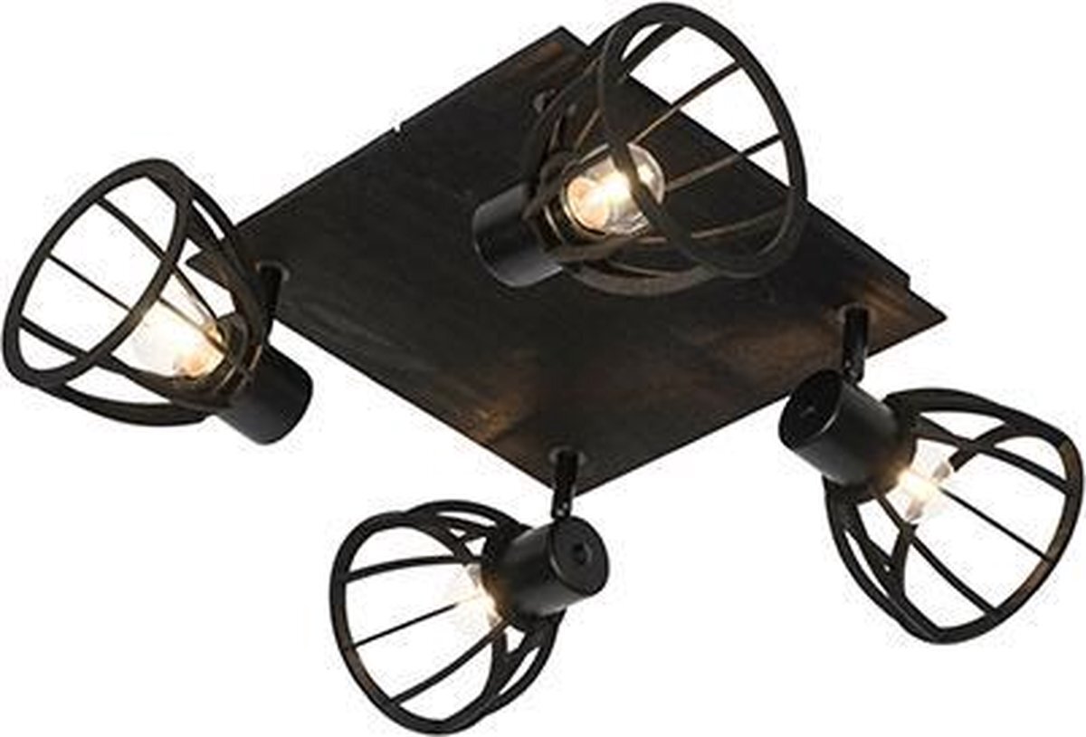 QAZQA fotu - Plafondlamp - 4 lichts - L 47 cm - Zwart