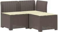 vidaXL 3-zits tuinbank met kussens in rattanlook PP Lichtgrijs
