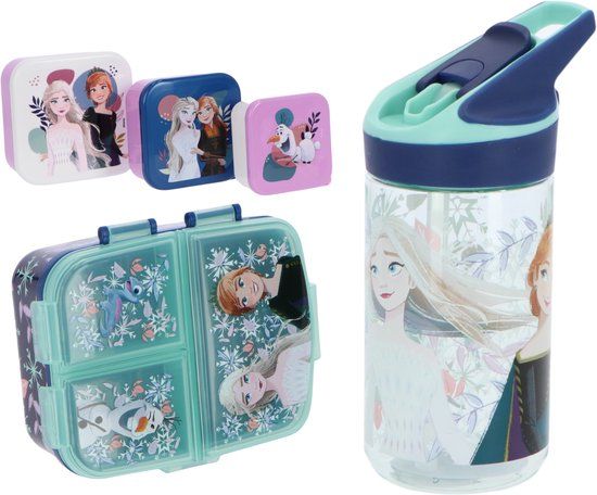 4KidsOnly Danneels Trading Frozen lunchset; drinkfles, lunchbox en snackbox