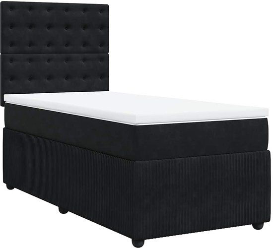 vidaXL Boxspring met matras fluweel zwart 90x190 cm
