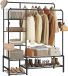 SONGMICS Kapstok, open kledingkast, met 7 planken, metalen structuur, kledingstang, voor slaapkamer, woonkamer, entree, zwart, HSR182B01