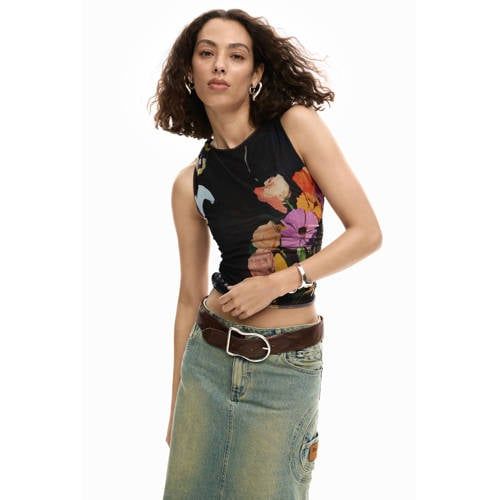 Desigual gebloemde top zwart