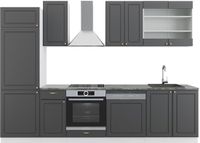 Vicco Fame-Line Complete keukeneenheid – 300 cm zonder werkblad Antraciet-Goud/Wit
