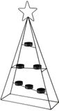 Boltze Home theelichthouder kerstboom ijzer zwart modern design.