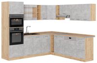 Vicco Hoekkeuken R-Line, Beton/Goudkleurig Eiken, 247 x 237 cm zonder werkblad