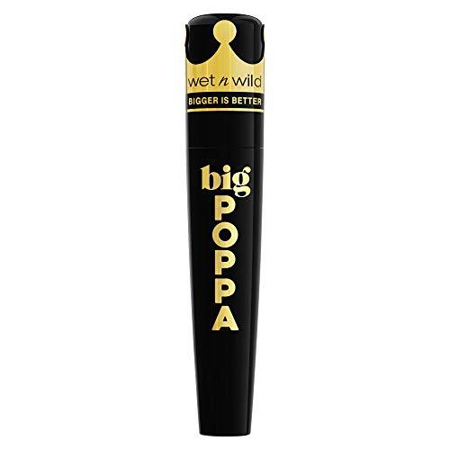 Wet n'Wild Big Poppa Mascara, Intense Volume, Wimperverlengende Mascara, Verrijkte en Schilfervrije Formule met Castor Olie, Opbouwbare Intensiteit, Blackest Black