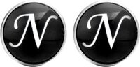 Fako Bijoux® - Manchetknopen - Letter N - Zwart - Unisex