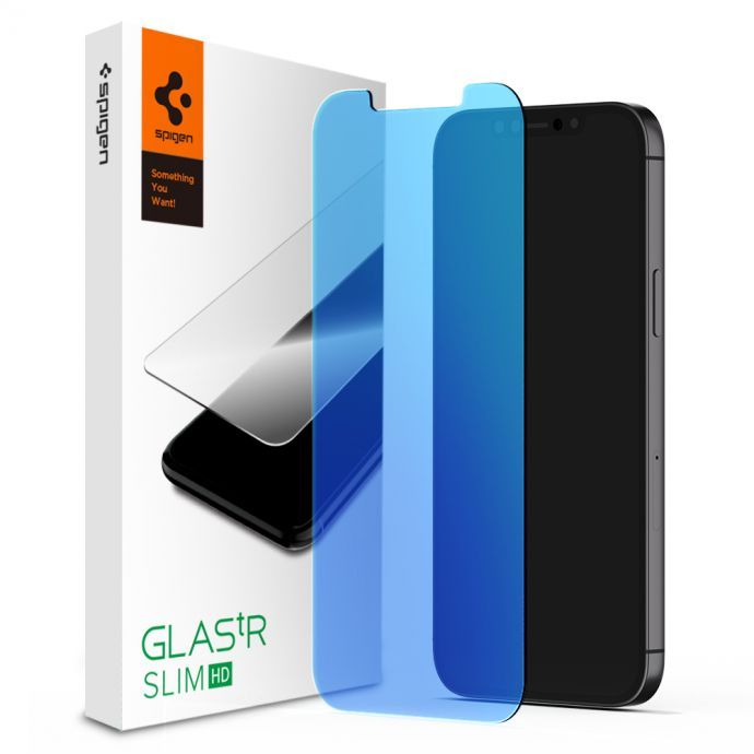 Spigen Glas.tR Slim - Screenprotector voor Apple iPhone 12 Pro Max - Blauw