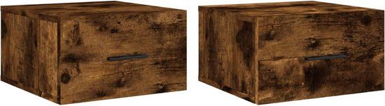 vidaXL Nachtkastjes - Set van 2 - Wandgemonteerd - 35x35x20 cm - Gerookt Eikenkleur