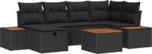 vidaXL Tuinbank Set 7-delig Zwart Polyrattan