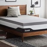 LUCID Memory Foam Matrastopper 140x190cm met bamboehoutskool, 10 cm dikke matrasoplegger