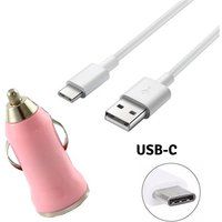 Phonillico® USB-C-kabel + roze autolader voor Samsung Galaxy S9 - 1 meter
