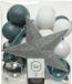Decoris kerstballen set - 34-dlg - zilver/ijsblauw/wit - incl. piek - kunststof