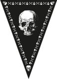 Merkloos / Sans marque Espa Nv Piraten doodshoofd thema vlaggetjes slinger/vlaggenlijn zwart van 5 meter met 10 puntvlaggetjes