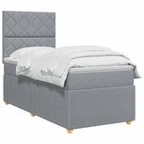 vidaXL LED Boxspringbed met Matras Lichtgrijs Stof 100 x 200 cm