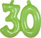 Folat Opblaascijfer 30 jaar Transparant Lime Groen