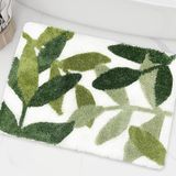 ZebraSmile Groene bladeren microvezel badmat met antislip onderkant 80 x 49,5 cm