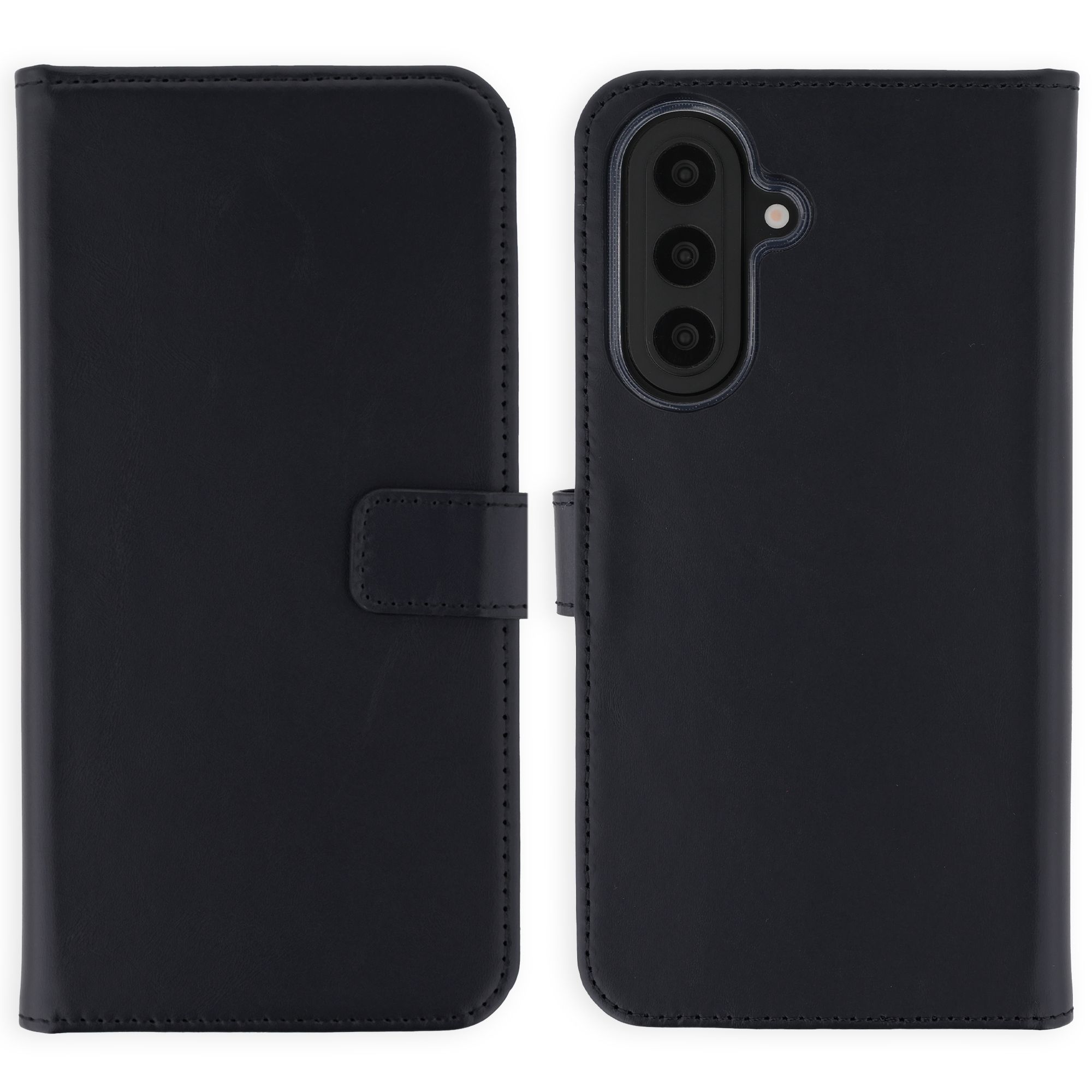 Selencia Echt Leren Bookcase Samsung Galaxy A57 (5G) - Zwart