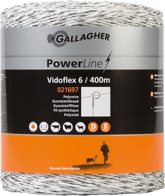 Gallagher Schrikdraad Vidoflex 6 Powerline wit 400mtr