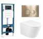 QeramiQ Dely Toiletset - Inbouwreservoir - Metaal Messing Geborstelde Bedieningsplaat - Glans Wit
