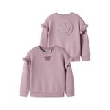 NAME IT MINI sweater met ruches en tekst - paars