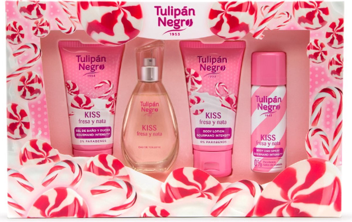 Tulipan Negro Tulipán Negro Kiss Fresa Y Nata - Gourmand Intensity / Deodorant/ Douchegel / Agua de Colonia / 4 stuks