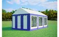 Tente de réception 3x6 m PREMIUM – PVC 500 g/m², ignifuge, cadre au sol + renforts de toit, jusqu'à 36 personnes - Bleu-blanc