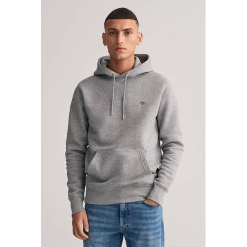 GANT hoodie met logo en borduursels grey melange