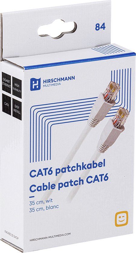 Hirschmann INKAB U/UTP CAT6 Gigabit netwerkkabel - 0,35 meter - wit