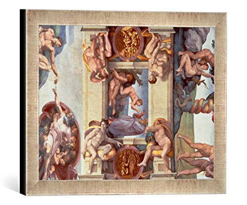 kunst für alle Ingelijste afbeelding van Michelangelo Buonarroti Sistine Chapel Ceiling (1508-12): The Creation of Eve, 1510", kunstdruk in hoogwaardige handgemaakte fotolijst, 40x30 cm, zilver Raya