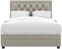 Vente-unique Bedframe fluweel beige 140 x 190 cm LEOPOLD