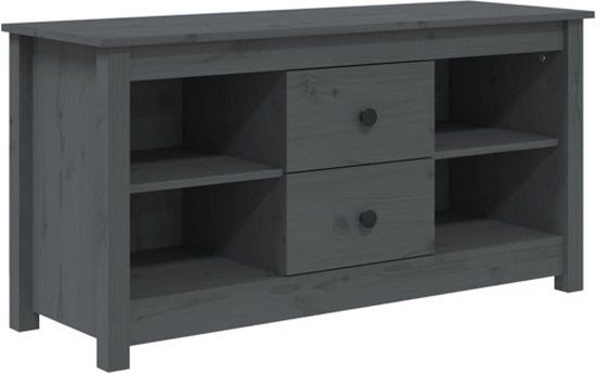 vidaXL Tv-meubel 103x36,5x52 cm massief grenenhout grijs