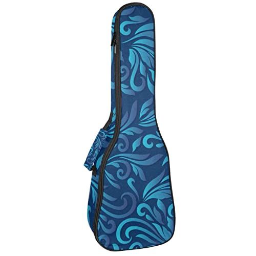 Mersov Concert Ukelele Rugzak, Heavy Duty Ukelele Case Bag met Opslag, Sopraan Concert Tenor Ukelele 10MM Gewatteerde BagBlack SchapenFloral Blauw