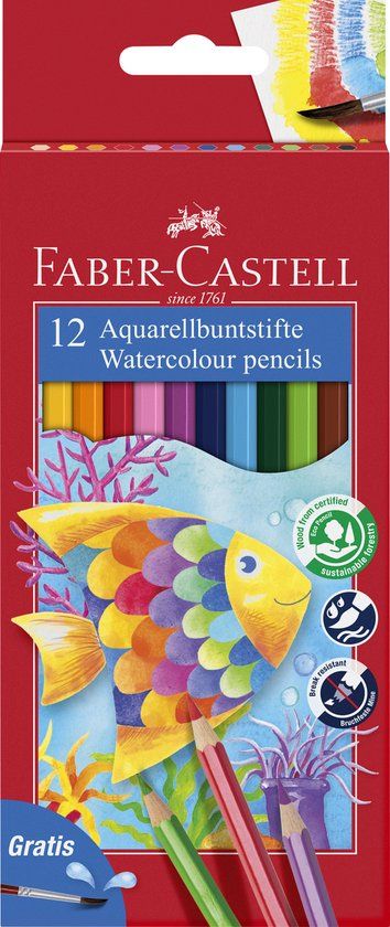 Faber-Castell Aquarel Kleurpotloden - 12 stuks + penseel